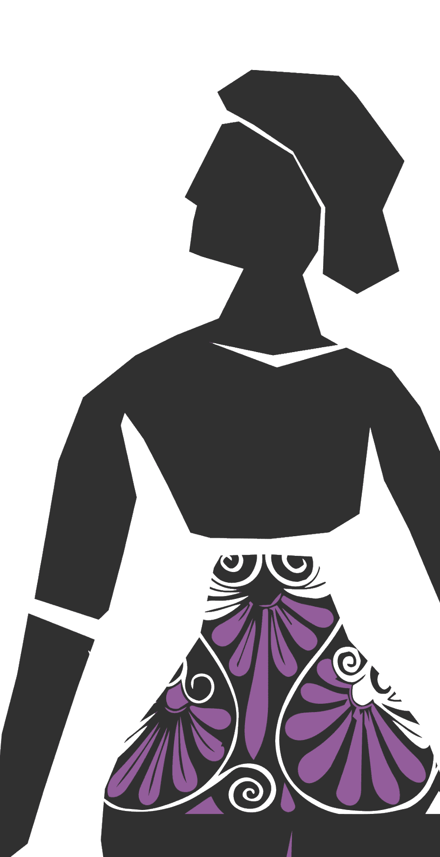 Ilustración de una mujer con vestido decorado