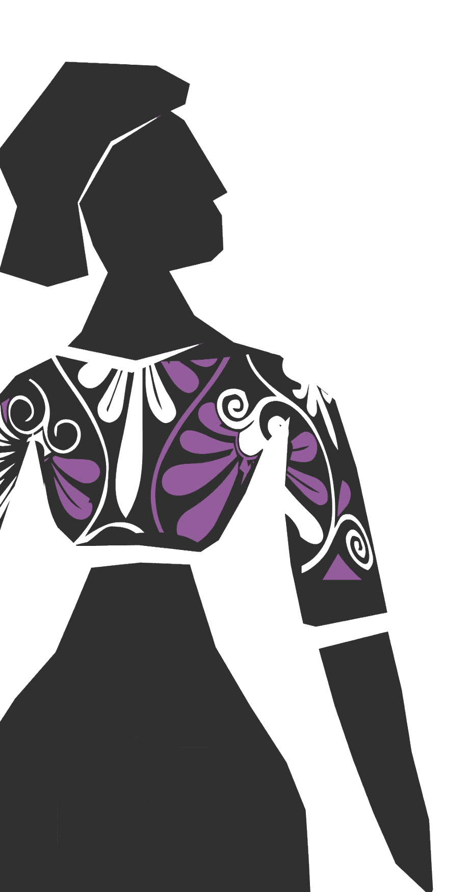 Ilustración de una mujer con vestido decorado
